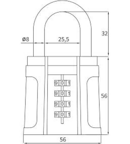BLACK FORCE APN COMBINATION PADLOCK 55MM