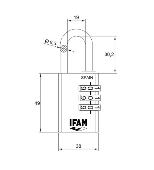BRASS 40MM COMBINATION PADLOCK IFAM