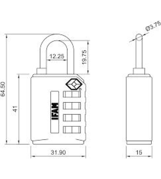 IFAM TRYPLOCK 4W TSA COMBINATION PADLOCK