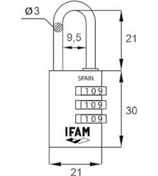 IFAM COMBINATION PADLOCK 20MM PURPLE