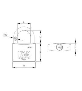 STAINLESS STEEL 40MM LONG SHACKLE PADLOCK IFAM